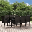 Afuera Living Contemporary Synthetic Poly Rattan Garden Dining Set in Black