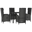 Afuera Living Contemporary Synthetic Poly Rattan Garden Dining Set in Black