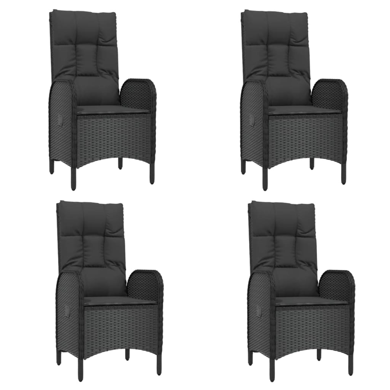 Afuera Living Contemporary Synthetic Poly Rattan Garden Dining Set in Black