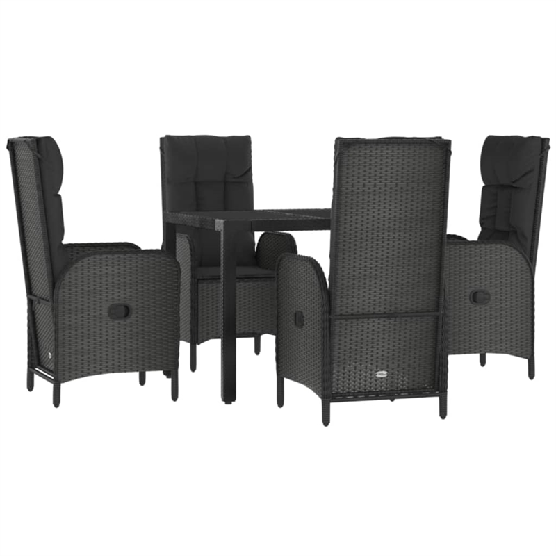 Afuera Living Contemporary Synthetic Poly Rattan Garden Dining Set in Black