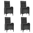 Afuera Living Contemporary Synthetic Poly Rattan Garden Dining Set in Black