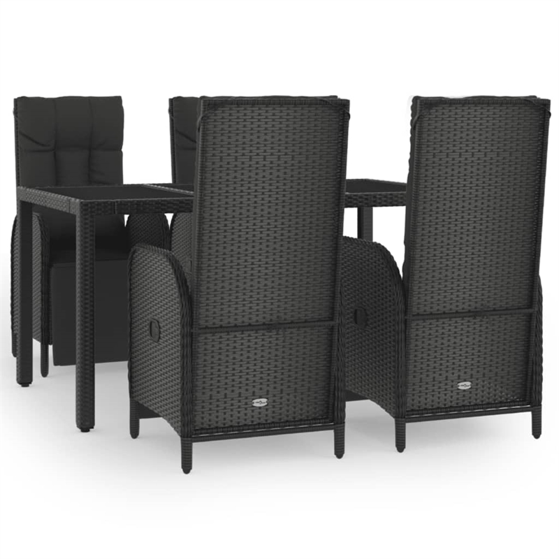 Afuera Living Contemporary Synthetic Poly Rattan Garden Dining Set in Black