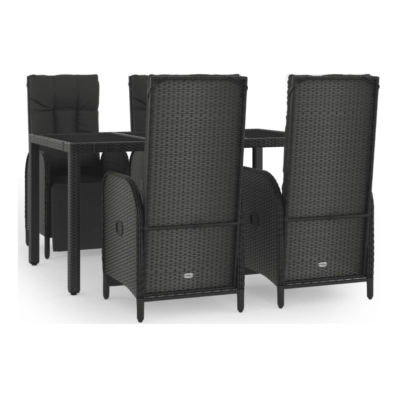 Afuera Living Contemporary Synthetic Poly Rattan Garden Dining Set in Black