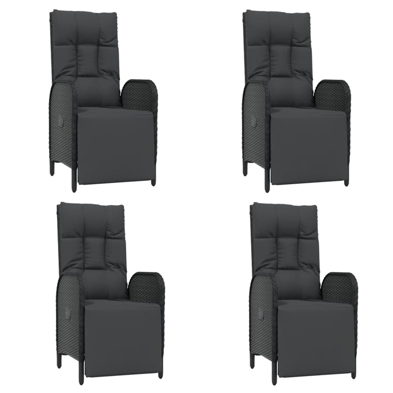Afuera Living Contemporary Synthetic Poly Rattan Garden Dining Set in Black