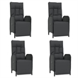 Afuera Living Contemporary Synthetic Poly Rattan Garden Dining Set in Black