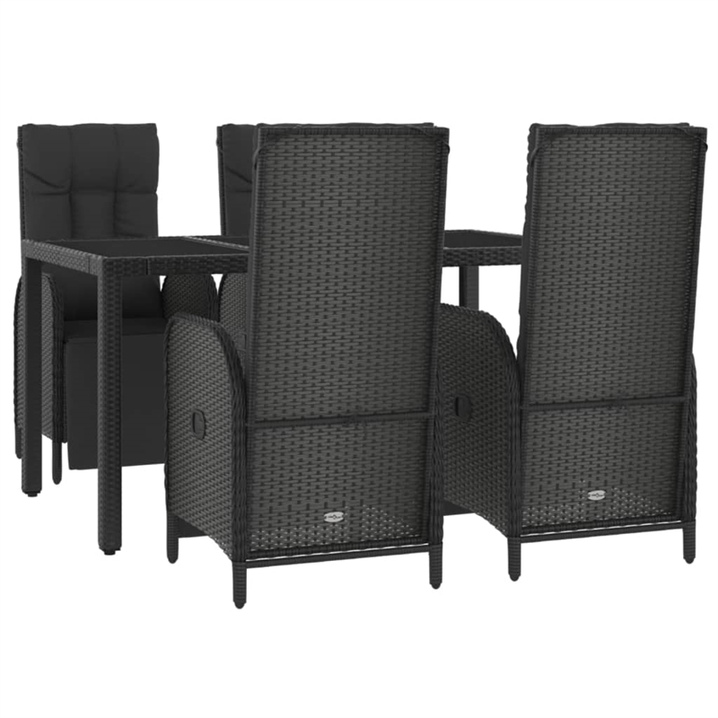 Afuera Living Contemporary Synthetic Poly Rattan Garden Dining Set in Black