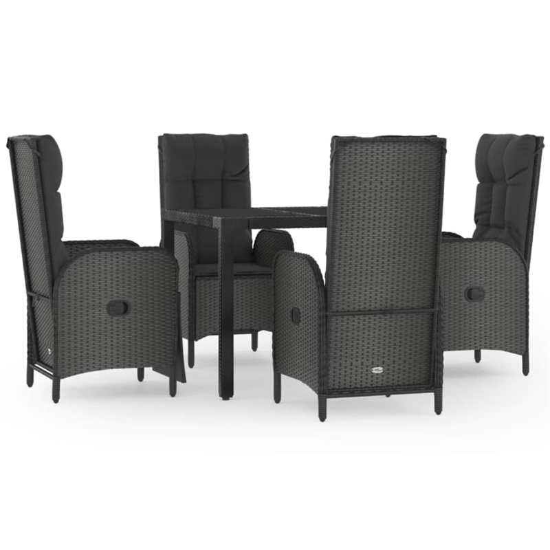 Afuera Living Contemporary Synthetic Poly Rattan Garden Dining Set in Black