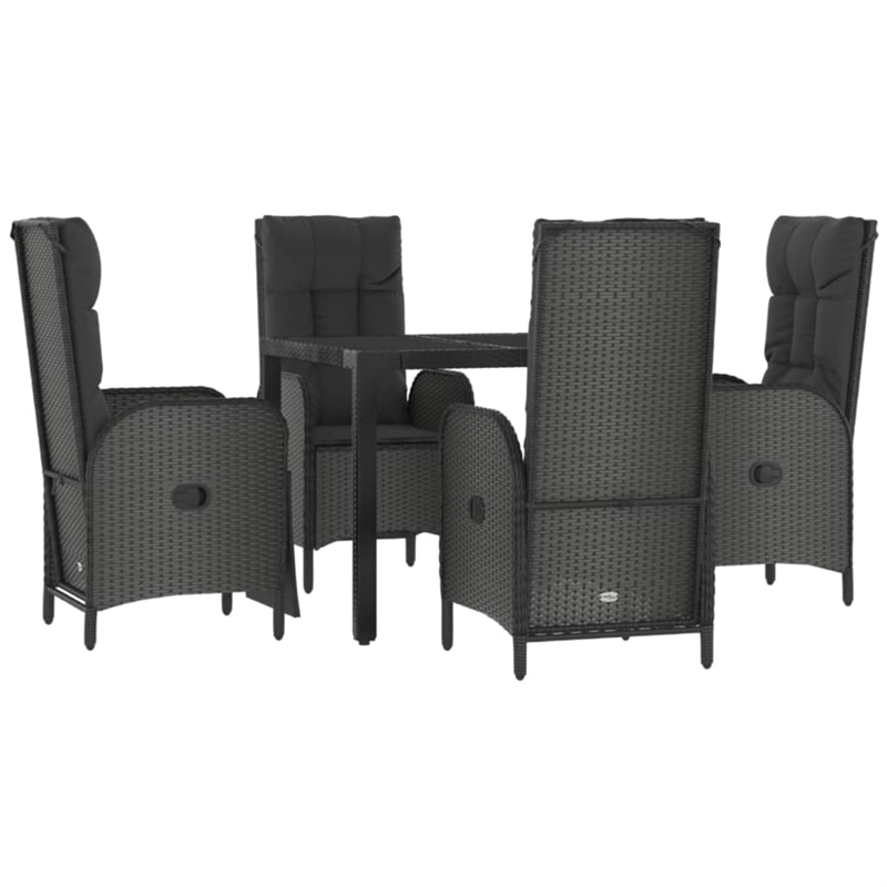 Afuera Living Contemporary Synthetic Poly Rattan Garden Dining Set in Black