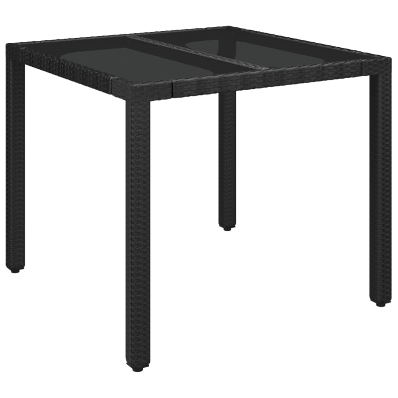 Afuera Living Contemporary Synthetic Poly Rattan Garden Dining Set in Black