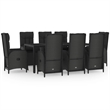 Afuera Living Contemporary Synthetic Poly Rattan Garden Dining Set in Black