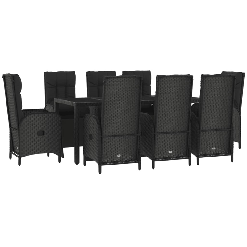 Afuera Living Contemporary Synthetic Poly Rattan Garden Dining Set in Black
