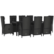 Afuera Living Contemporary Synthetic Poly Rattan Garden Dining Set in Black