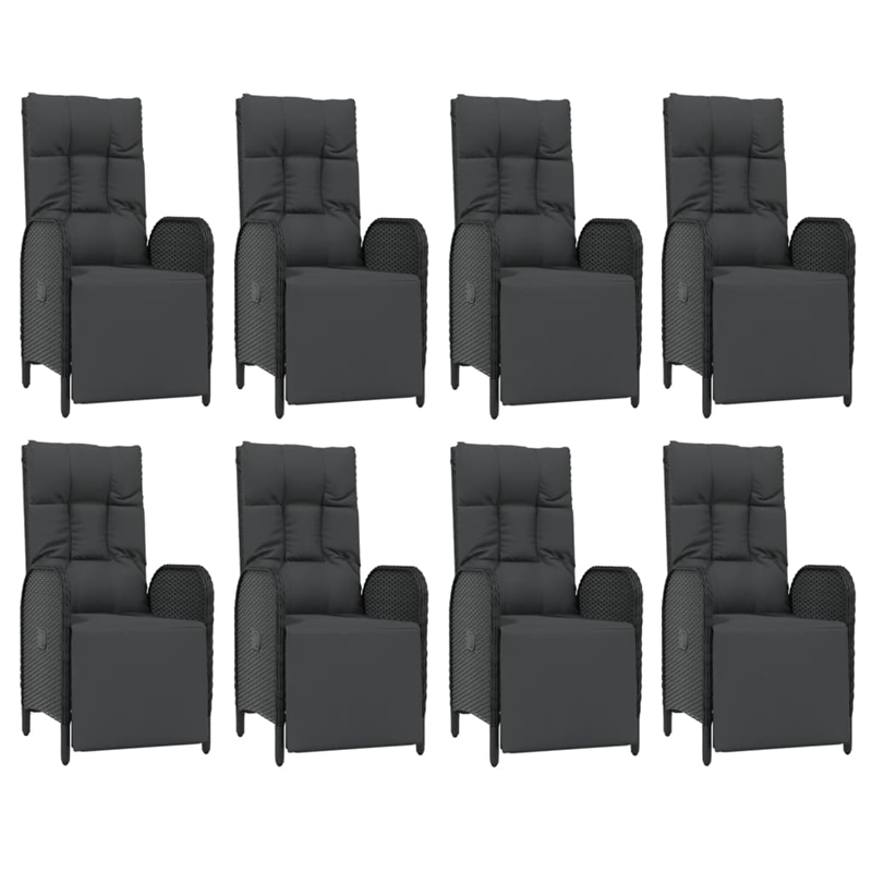 Afuera Living Contemporary Synthetic Poly Rattan Garden Dining Set in Black