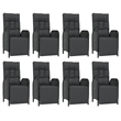 Afuera Living Contemporary Synthetic Poly Rattan Garden Dining Set in Black