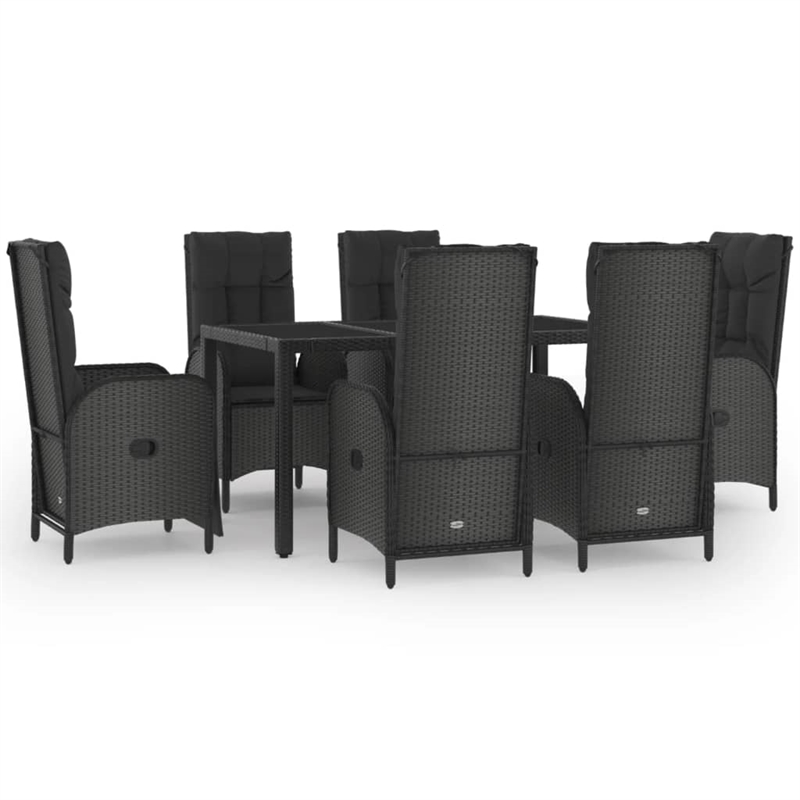 Afuera Living Contemporary Synthetic Poly Rattan Garden Dining Set in Black