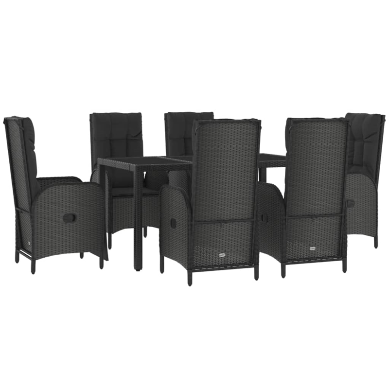 Afuera Living Contemporary Synthetic Poly Rattan Garden Dining Set in Black