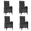 Afuera Living Contemporary Synthetic Poly Rattan Garden Dining Set in Black
