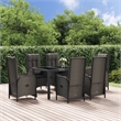 Afuera Living Contemporary Synthetic Poly Rattan Garden Dining Set in Black