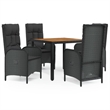 Afuera Living Contemporary Synthetic Poly Rattan Garden Dining Set in Black