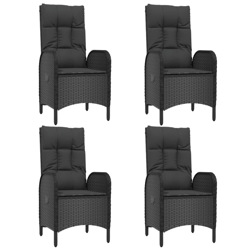 Afuera Living Contemporary Synthetic Poly Rattan Garden Dining Set in Black