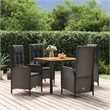 Afuera Living Contemporary Synthetic Poly Rattan Garden Dining Set in Black