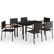 Afuera Living Contemporary Synthetic Poly Rattan Garden Dining Set in Black