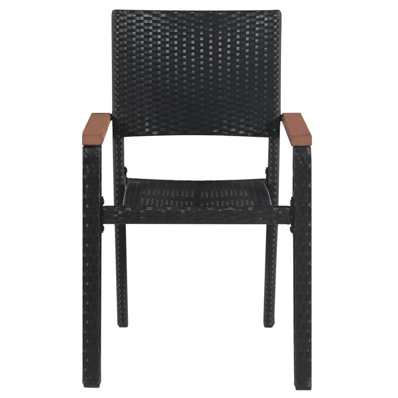 Afuera Living Contemporary Synthetic Poly Rattan Garden Dining Set in Black