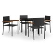 Afuera Living Contemporary Synthetic Poly Rattan Garden Dining Set in Black