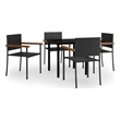 Afuera Living Contemporary Synthetic Poly Rattan Garden Dining Set in Black