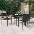 Afuera Living Contemporary Synthetic Poly Rattan Garden Dining Set in Black