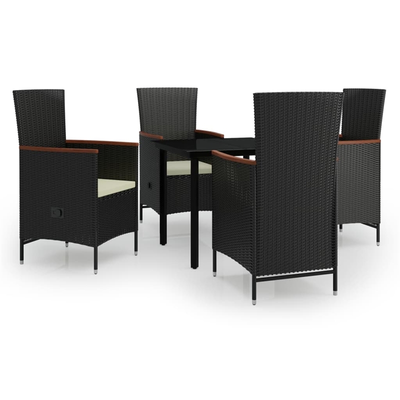Afuera Living Contemporary Rattan Garden Dining Set in Black