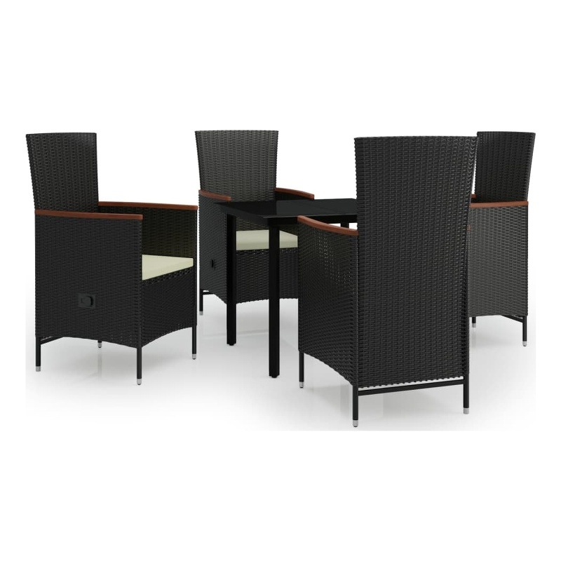 Afuera Living Contemporary Rattan Garden Dining Set in Black