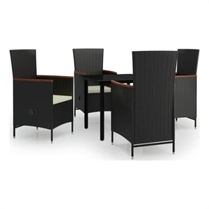 Afuera Living Contemporary Rattan Garden Dining Set in Black