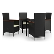 Afuera Living Contemporary Rattan Garden Dining Set in Black