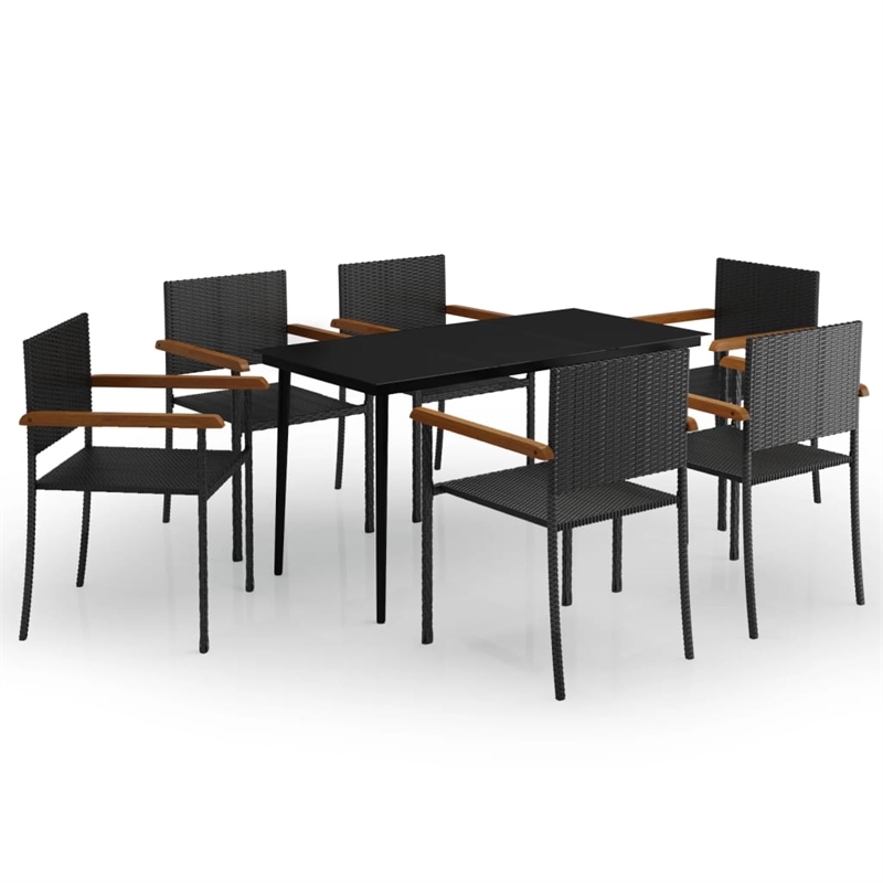 Afuera Living Contemporary Garden Dining Set in Powder-Coated Black
