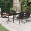 Afuera Living Contemporary Garden Dining Set in Powder-Coated Black