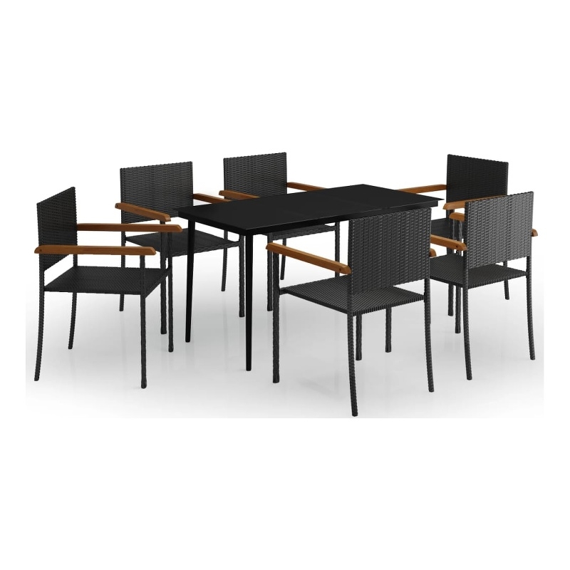 Afuera Living Contemporary Garden Dining Set in Powder-Coated Black