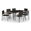 Afuera Living Contemporary Garden Dining Set in Powder-Coated Black