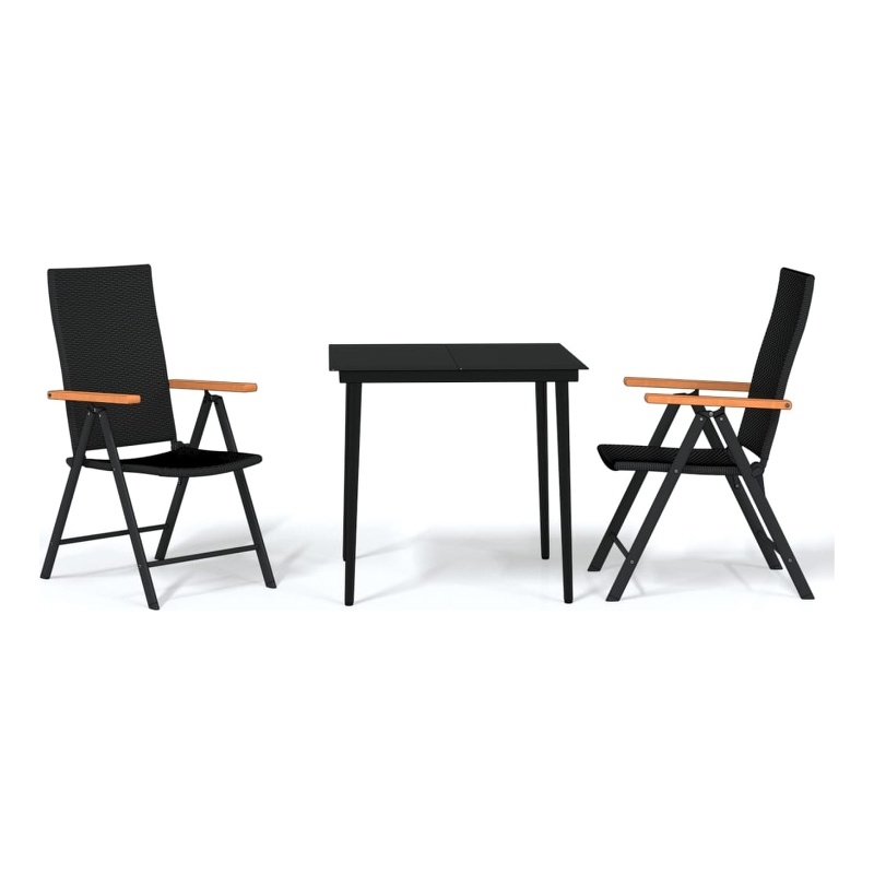 Afuera Living Contemporary Garden Dining Set in Powder-Coated Black