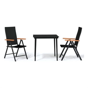 Afuera Living Contemporary Garden Dining Set in Powder-Coated Black