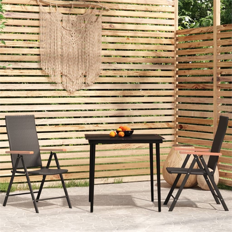Afuera Living Contemporary Garden Dining Set in Powder-Coated Black