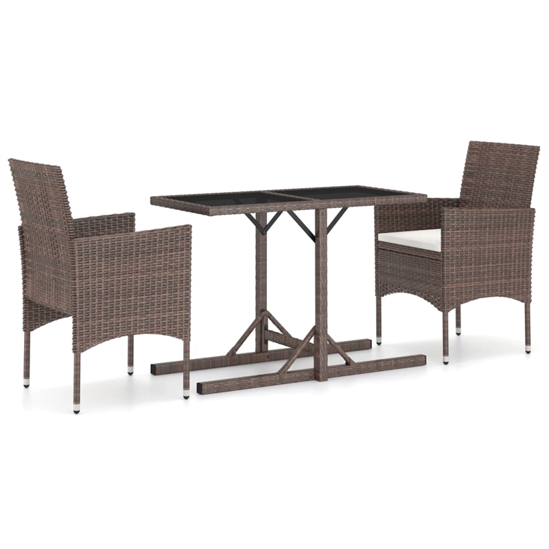 Afuera Living Contemporary Synthetic Poly Rattan Garden Dining Set in Brown