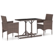 Afuera Living Contemporary Synthetic Poly Rattan Garden Dining Set in Brown