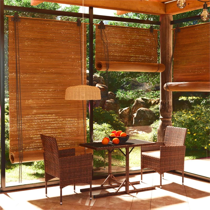 Afuera Living Contemporary Synthetic Poly Rattan Garden Dining Set in Brown