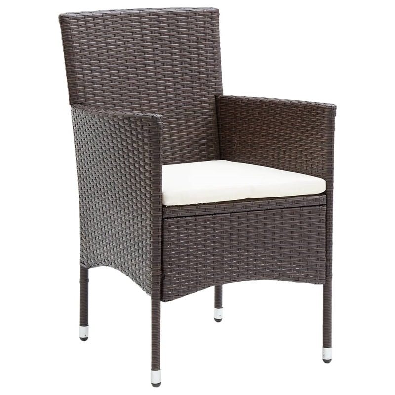 Afuera Living Contemporary Synthetic Poly Rattan Garden Dining Set in Brown