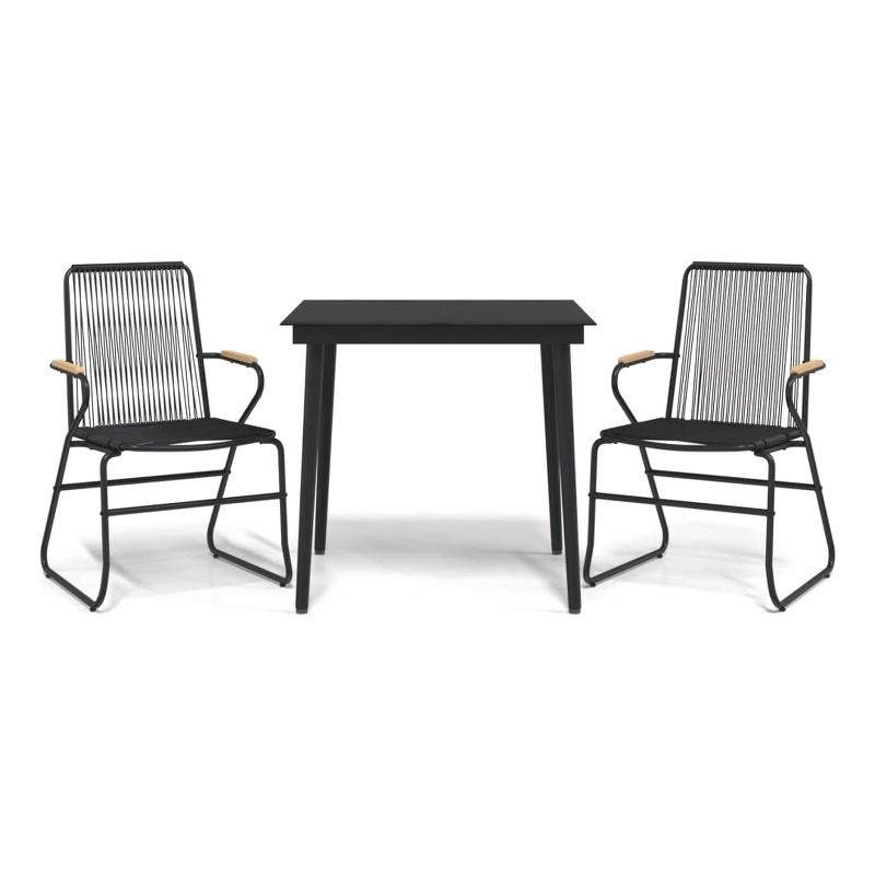 Afuera Living Contemporary Synthetic PVC Garden Dining Set in Black