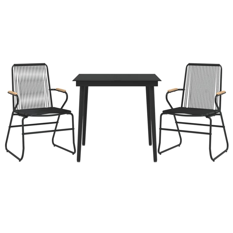 Afuera Living Contemporary Synthetic PVC Garden Dining Set in Black