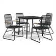 Afuera Living Contemporary Synthetic PVC Garden Dining Set in Black