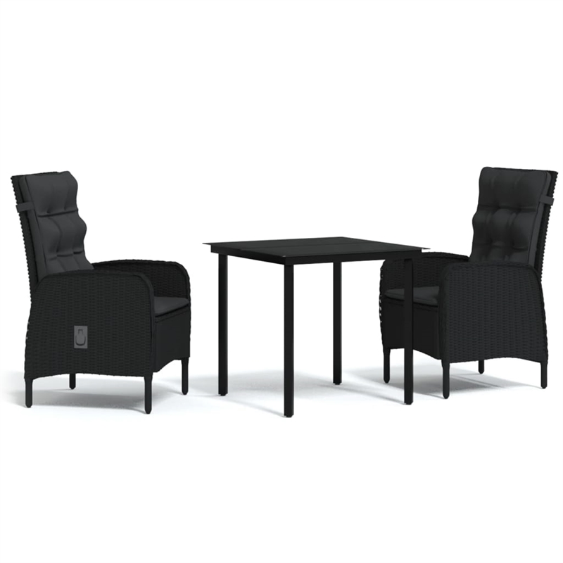 Afuera Living Contemporary Synthetic Poly Rattan Garden Dining Set in Black