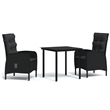Afuera Living Contemporary Synthetic Poly Rattan Garden Dining Set in Black